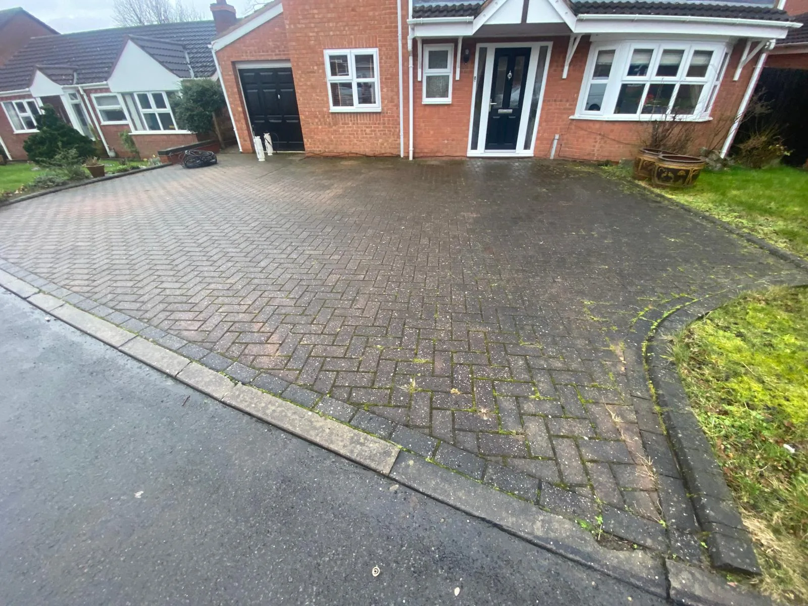 Block paving before cleaning