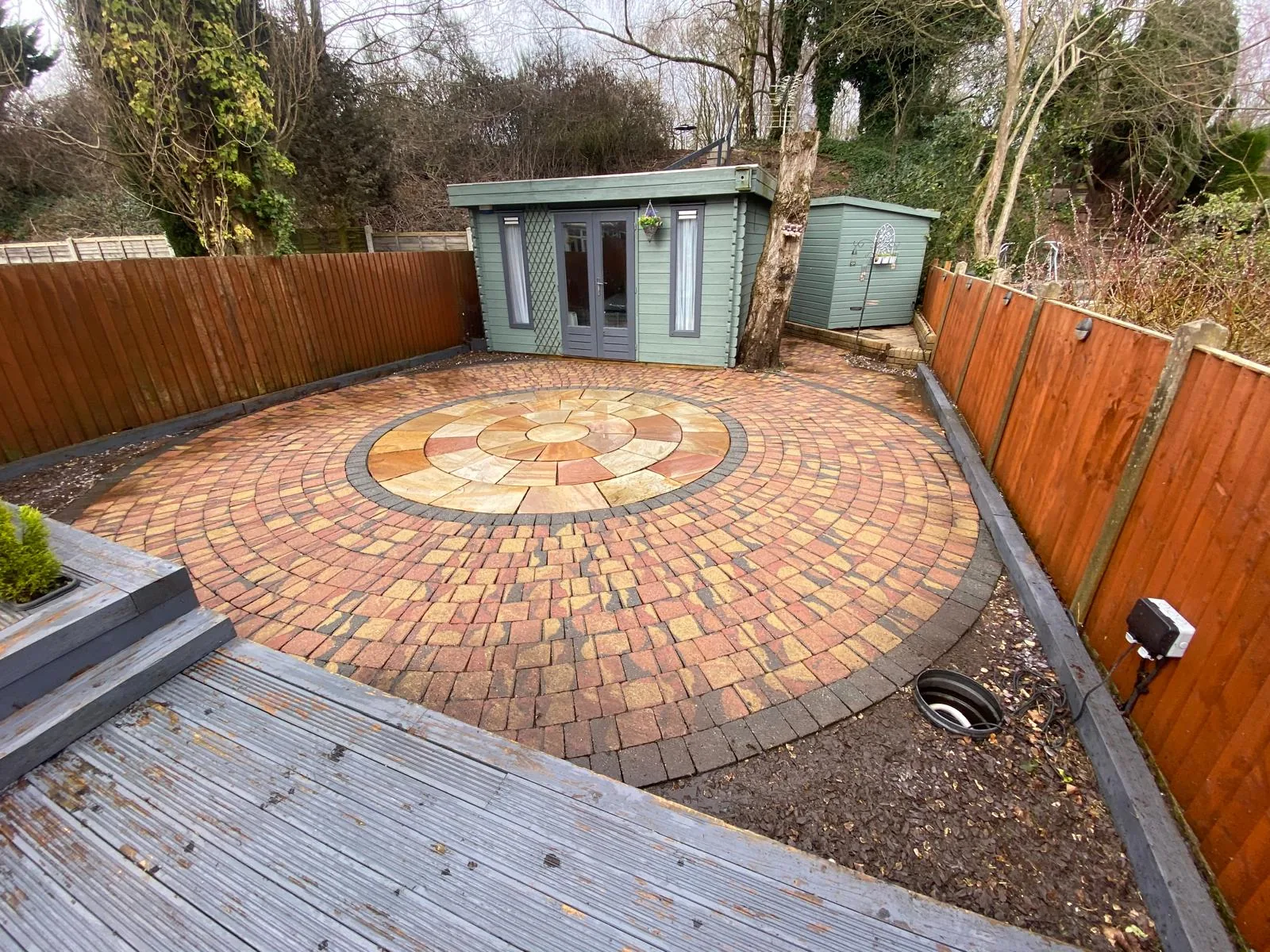 Circular patio after cleaning