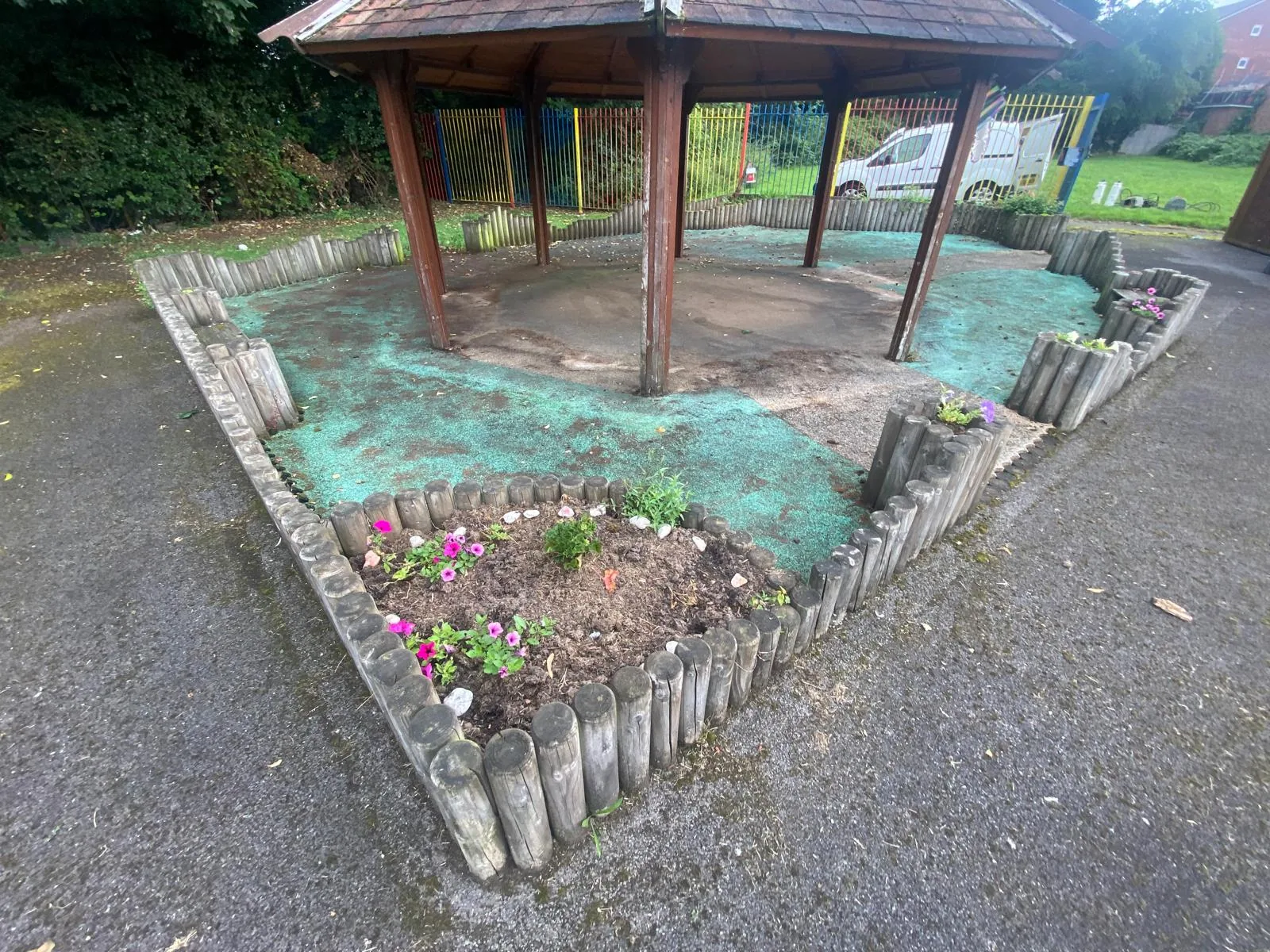 Playground surface before cleaning