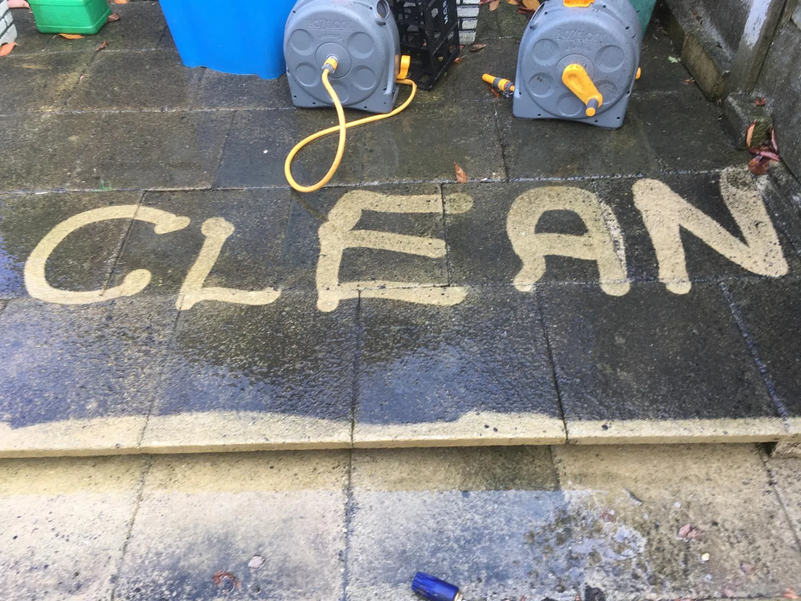 Dirty faded concrete surface before cleaning and resealing