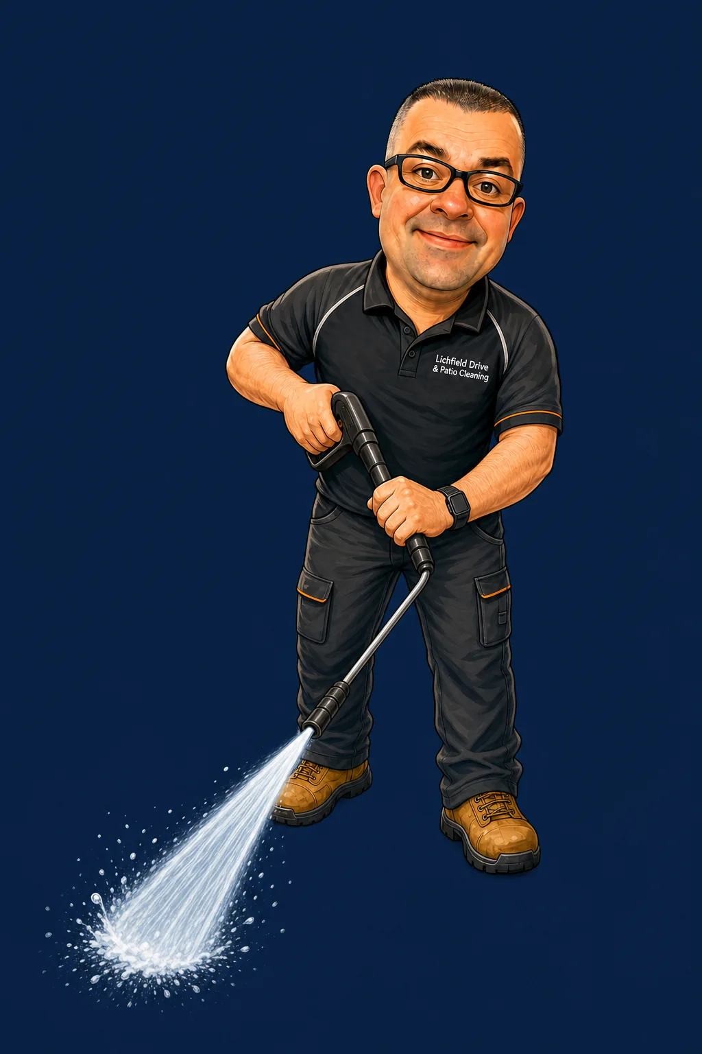 Jon, owner of Lichfield Drive and Patio Cleaning, at work