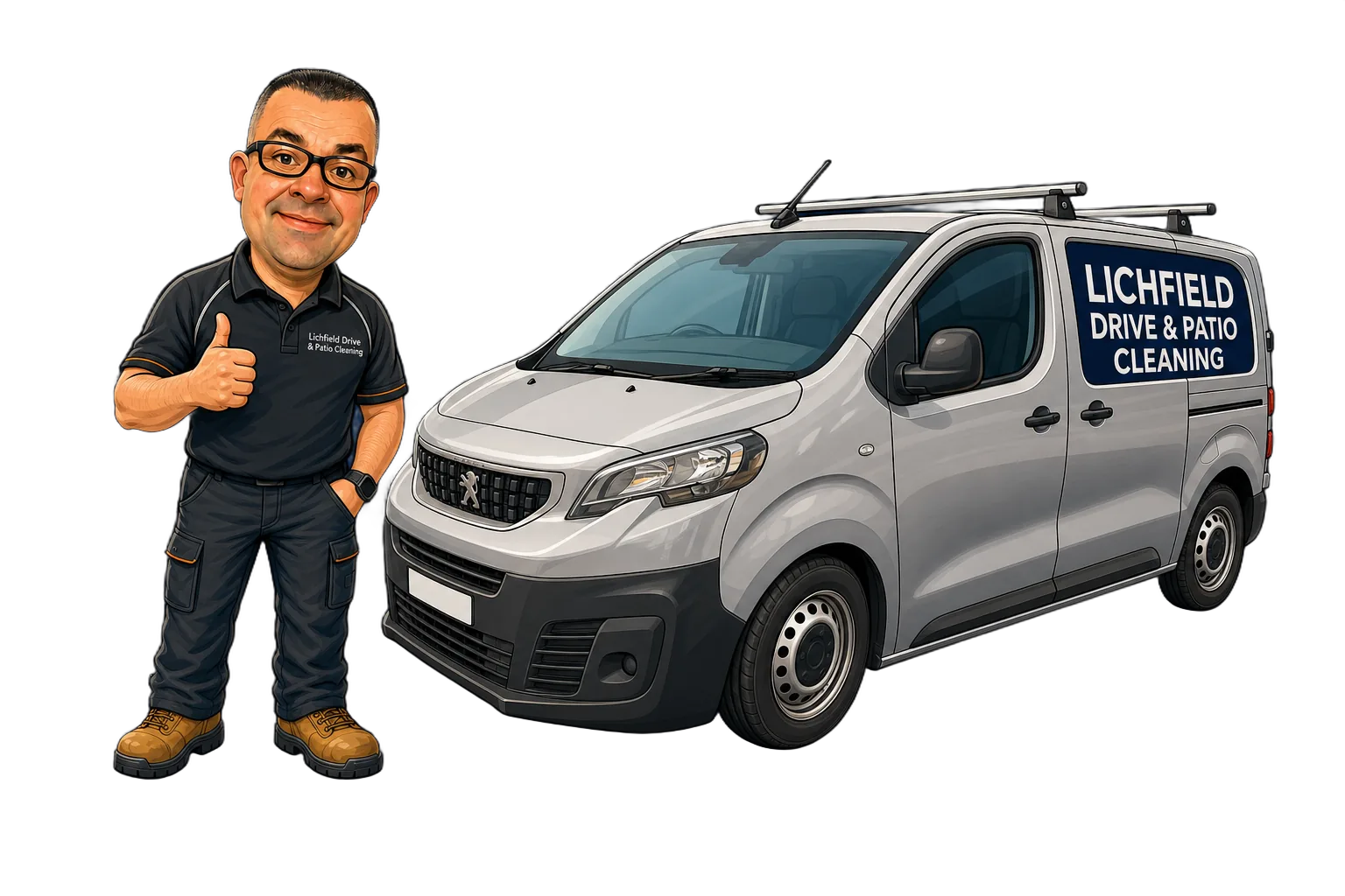 Jon and his branded van, covering Lichfield and the surrounding areas